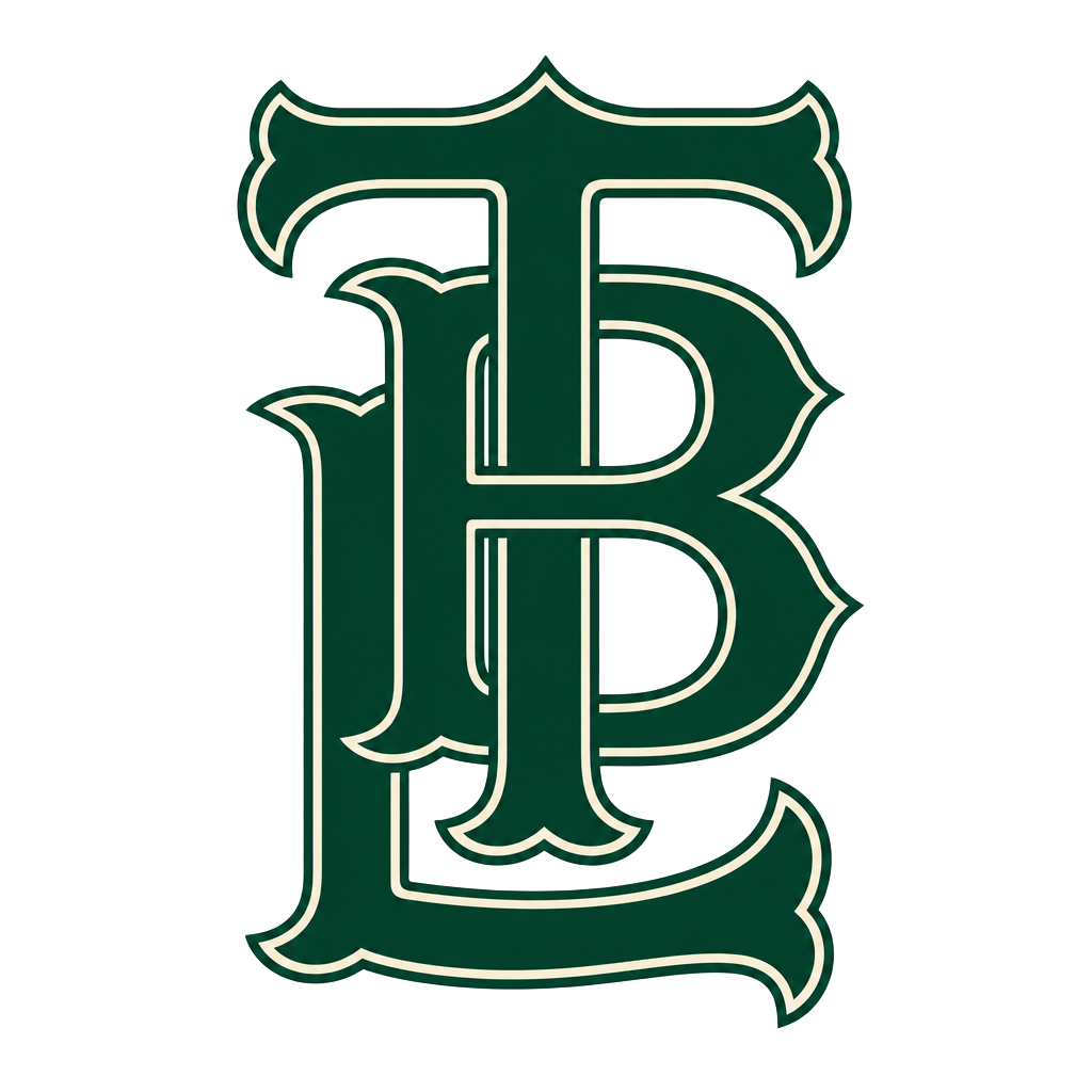 Interlocking TBL monogram crest